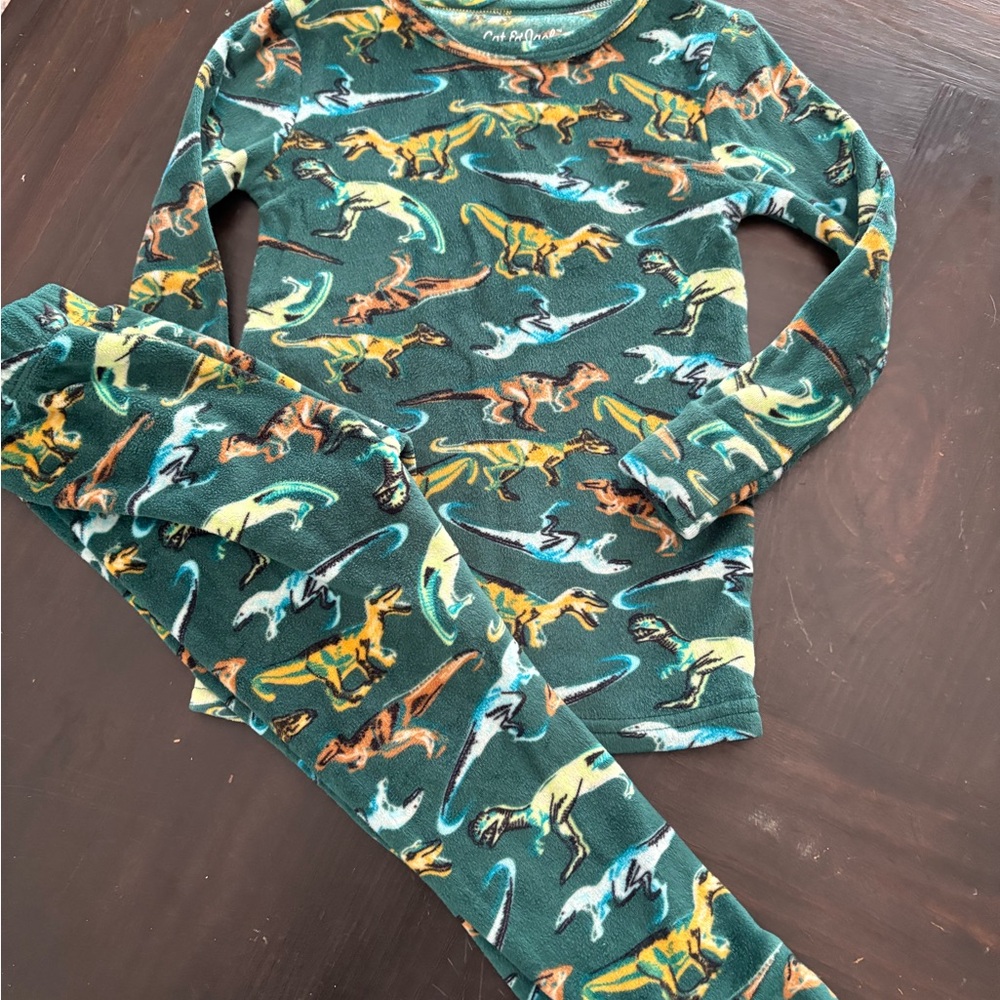 Cat & Jack Dinosaur Print Pajama Set - Teal and Yellow